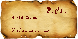 Mikló Csaba névjegykártya